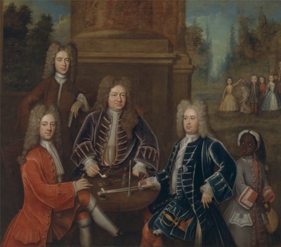 Elihu Yale, der 2. Herzog von Devonshire, Lord James Cavendish, Mr. Tunstal und ein Page von Unbekannt Unbekannt